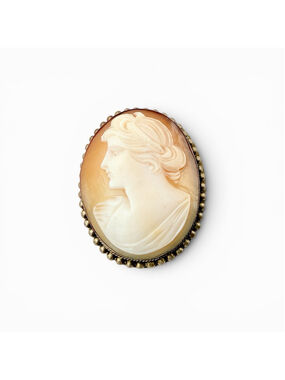 Antique Shell Cameo Brooch Gold Filled Edwardian Cameo Pin Vintage Carved Shell